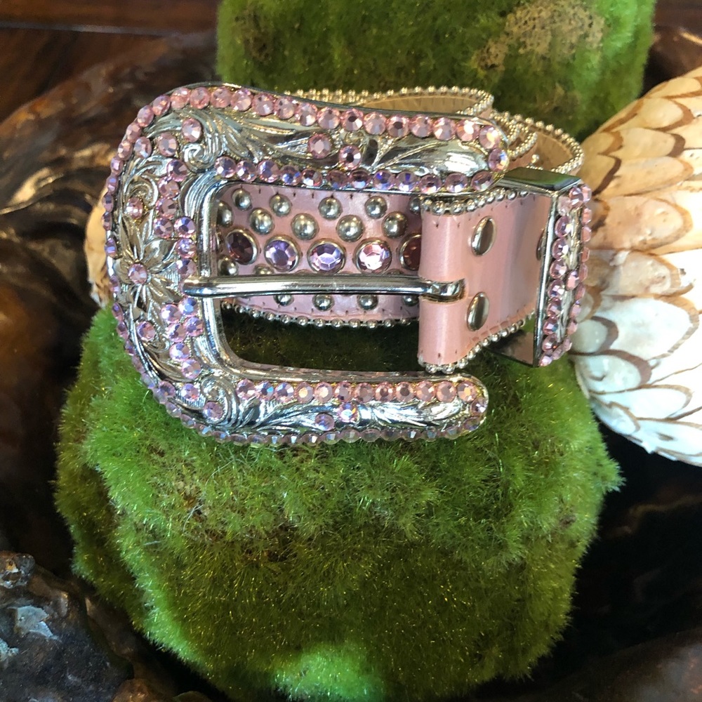 BB Simon Authentic Leather Swarovski Crystal Belt